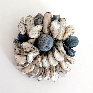 VINTAGE MIRIAM HASKELL STONE AND SHELL BROOCH